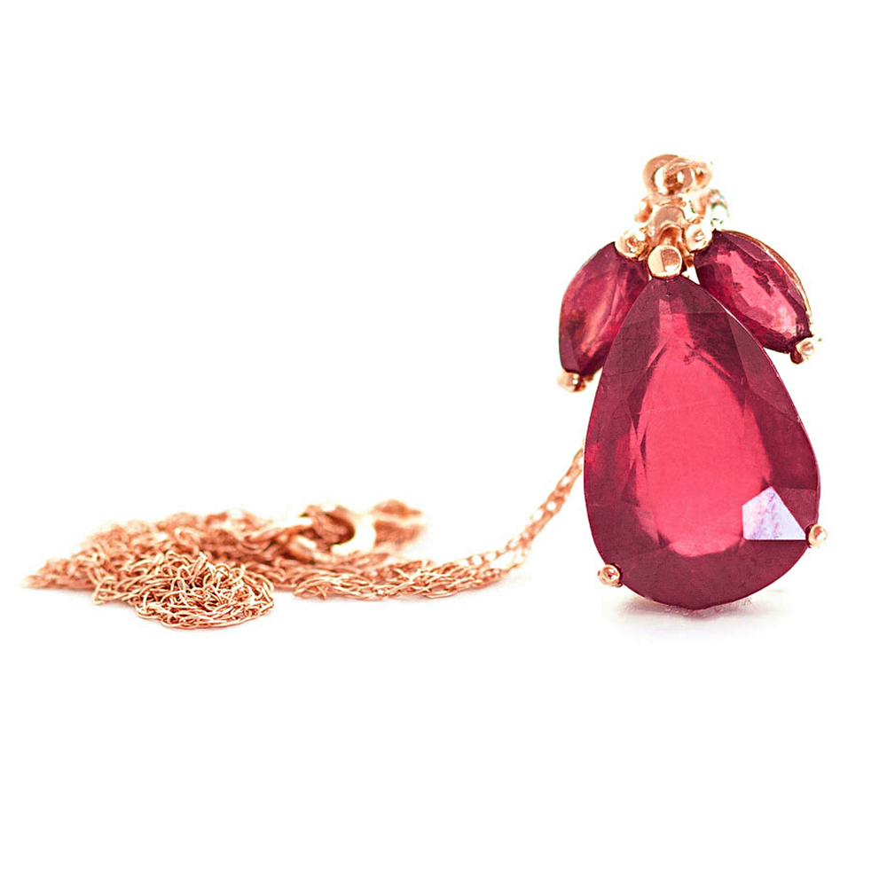 14K. SOLID GOLD NECKLACE WITH RUBIES (Rose Gold)